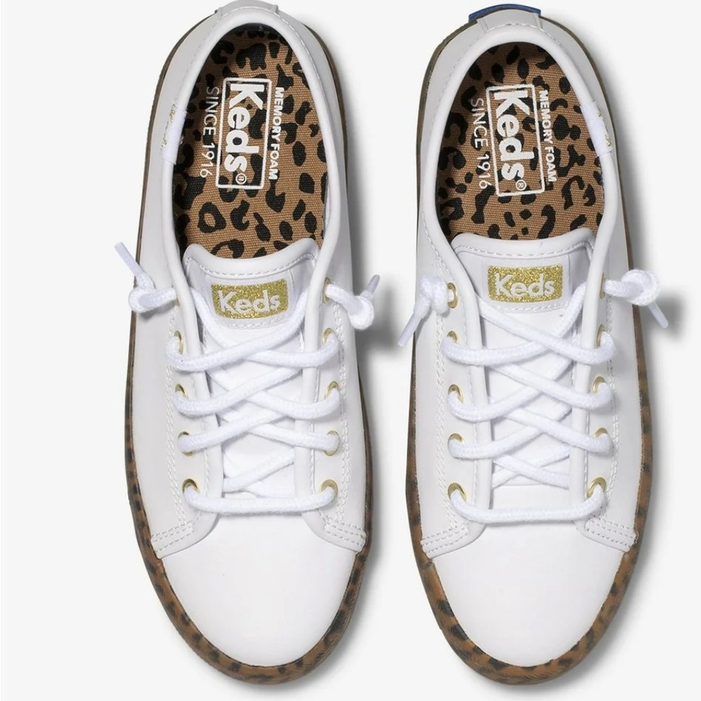 Keds White Sneakers with Leopard Print Sole - Picture 12 of 13